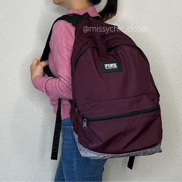 PINK Victoria’s Secret Maroon Campus Backpack - Picture 1 of 14